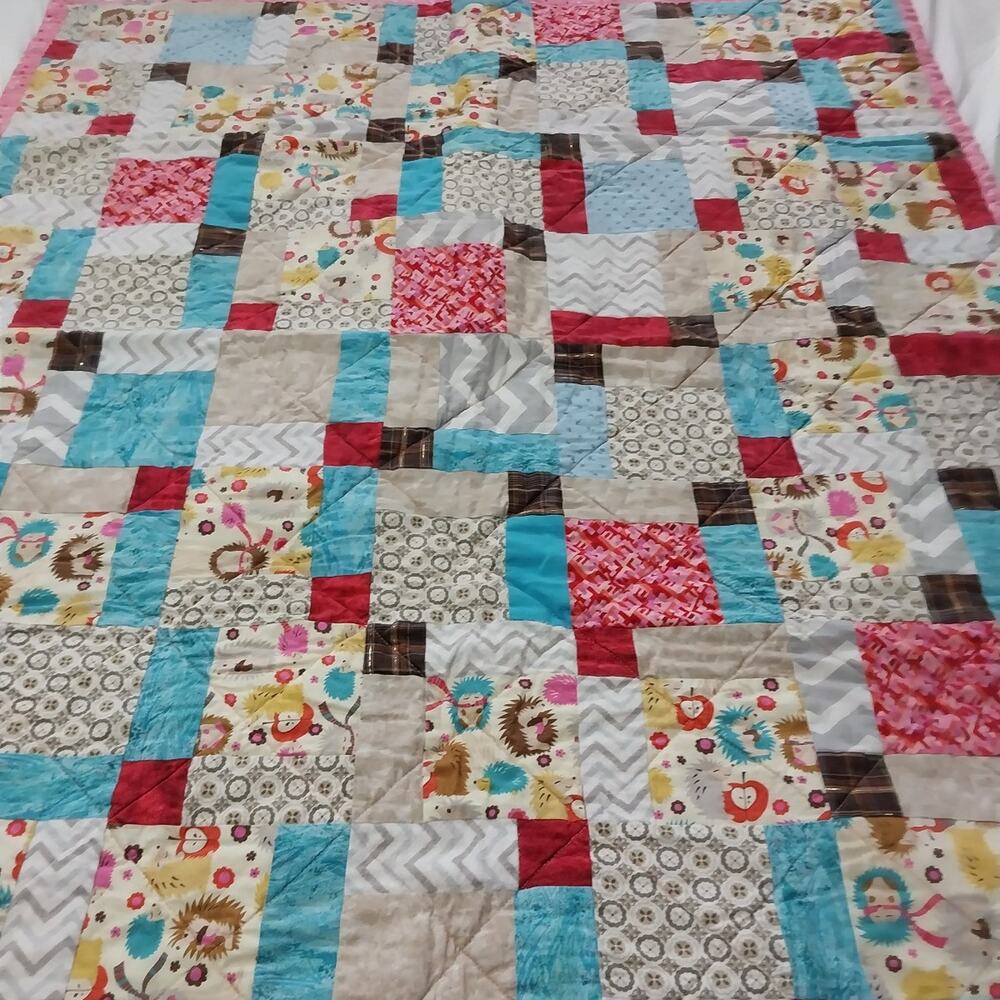 Handmade Hedgehog Patchwork Quilt